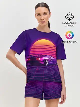 Женская пижама с шортами / Ретро Футуризм