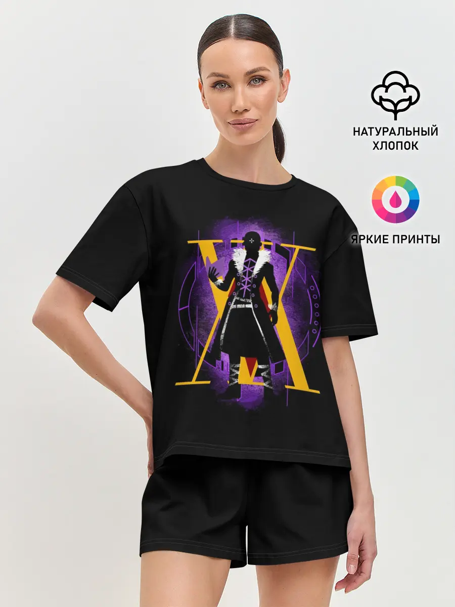 Женская пижама с шортами / HH желтый на фиолетовом