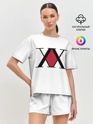 Женская пижама с шортами / XX посередине красное на белом