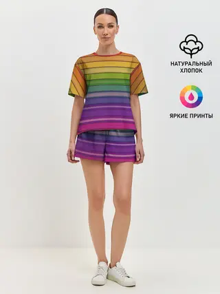 Женская пижама с шортами / Радужные линии