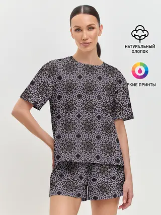 Женская пижама с шортами / Серые зеркала