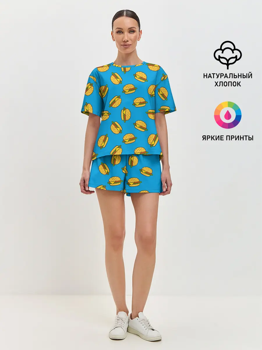Женская пижама с шортами / БУРГЕРЫ
