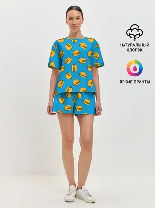 Женская пижама с шортами / БУРГЕРЫ