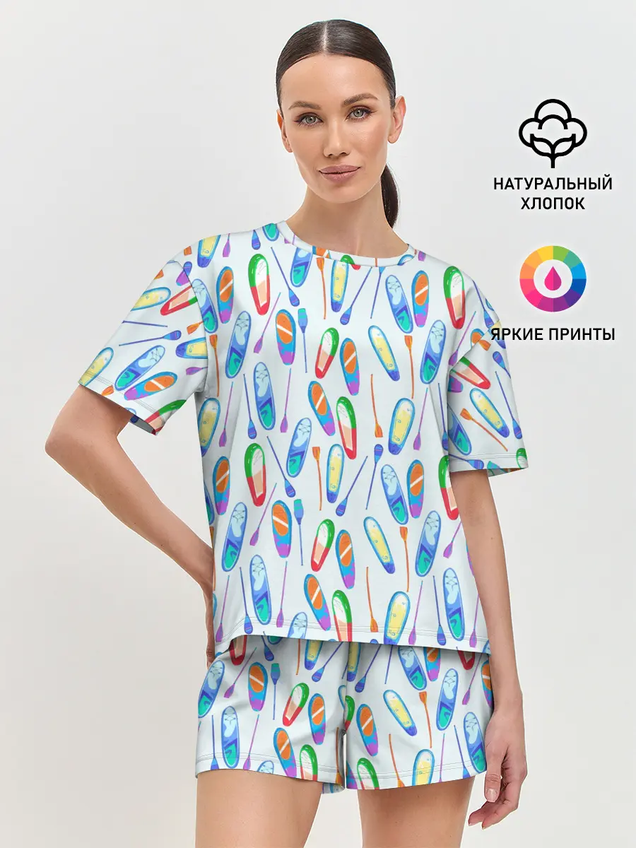 Женская пижама с шортами / доски для серфинга
