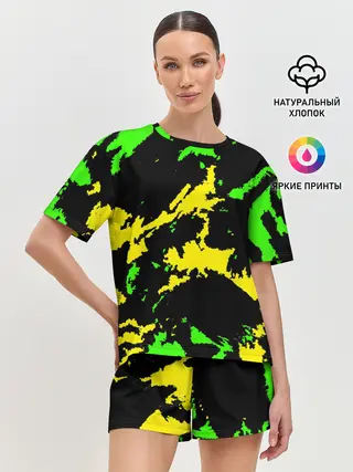 Женская пижама с шортами / Желто-зеленый