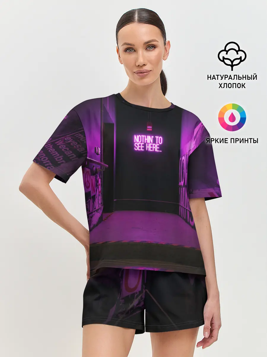 Женская пижама с шортами / Неоновый стиль
