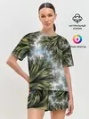Женская пижама с шортами / Зеленые листья