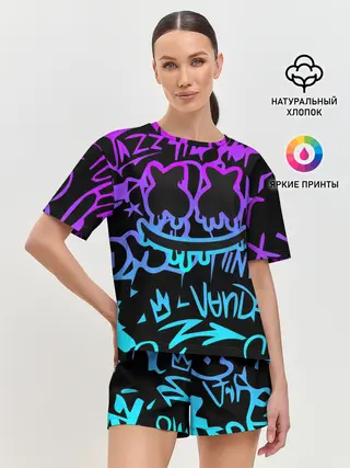 Женская пижама с шортами / Marshmello