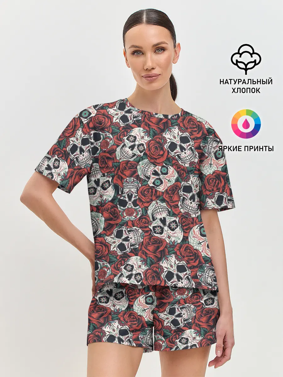 Женская пижама с шортами / halloween casual