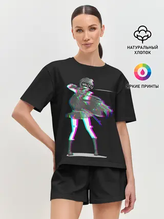 Женская пижама с шортами / Акаме Глитч на черном