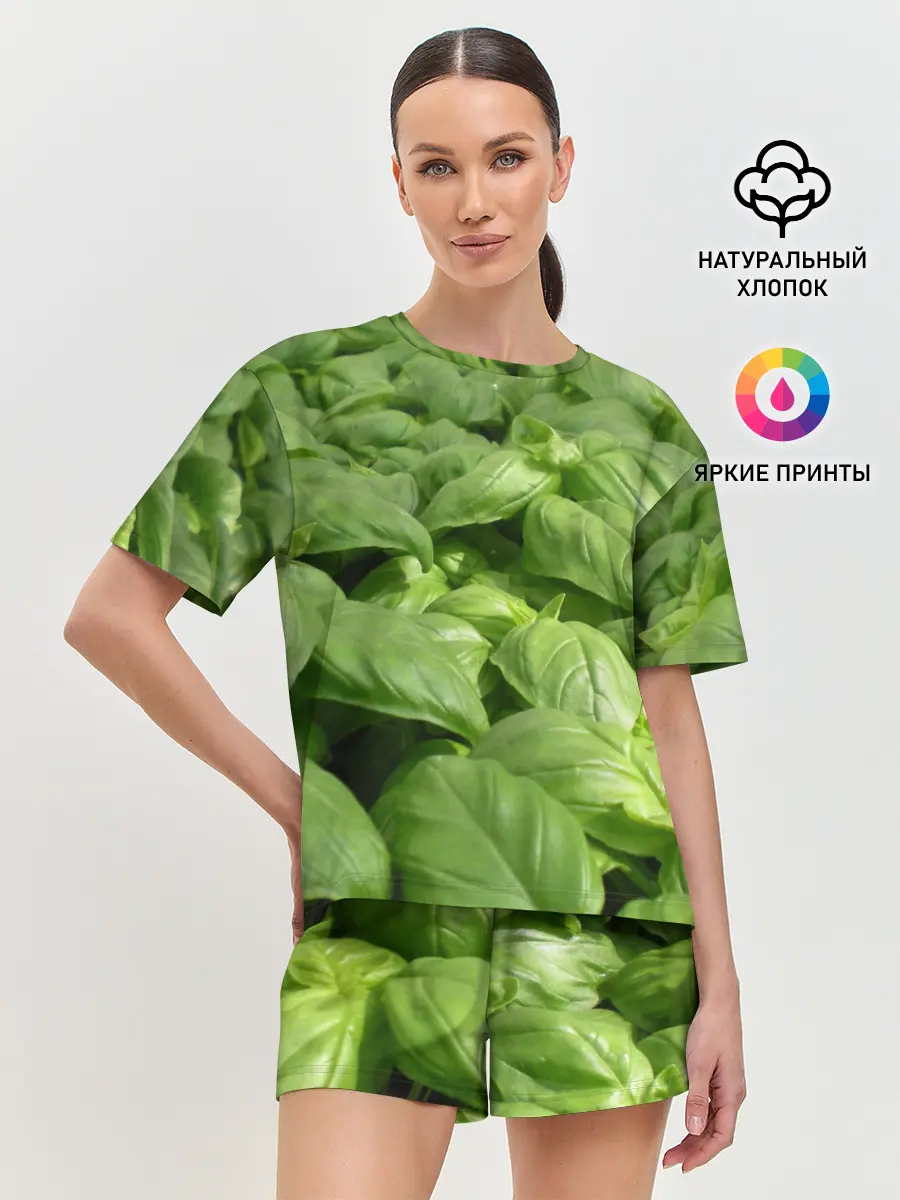 Женская пижама с шортами / Неоновый базилик