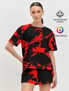 Женская пижама с шортами / Красный на черном