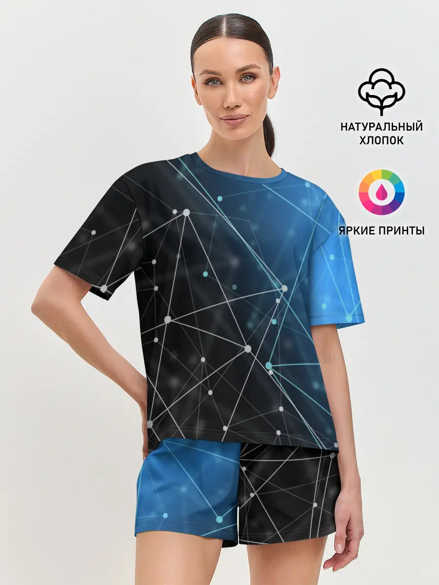 Женская пижама с шортами / Линейно-точечная геометрия