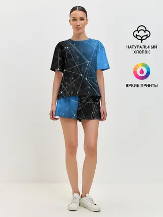 Женская пижама с шортами / Линейно-точечная геометрия