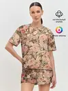 Женская пижама с шортами / Розовая поляна