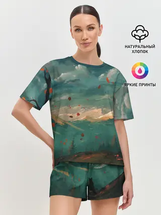 Женская пижама с шортами / Горы