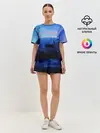 Женская пижама с шортами / Кошка арт окно