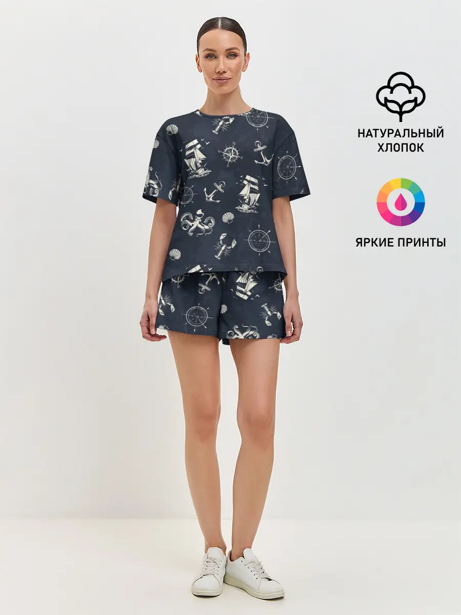 Женская пижама с шортами / Nautical art