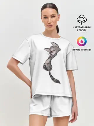 Женская пижама с шортами / Милый котя
