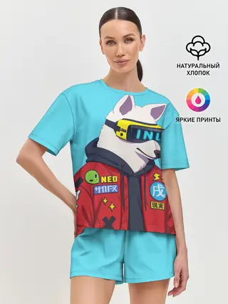 Женская пижама с шортами / Кибер Пёс