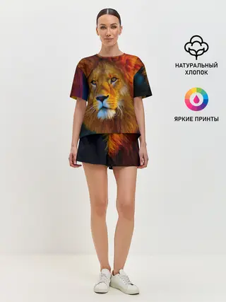 Женская пижама с шортами / Лев 3D