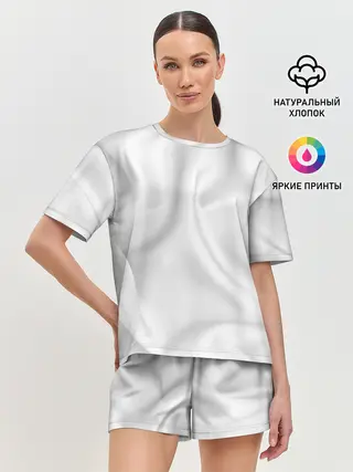Женская пижама с шортами / Белое полотно текстура