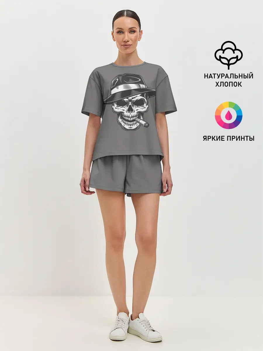 Женская пижама с шортами / Череп