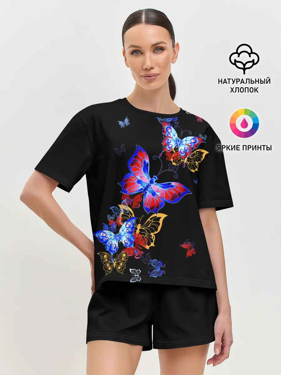 Женская пижама с шортами / Поцелуй бабочек