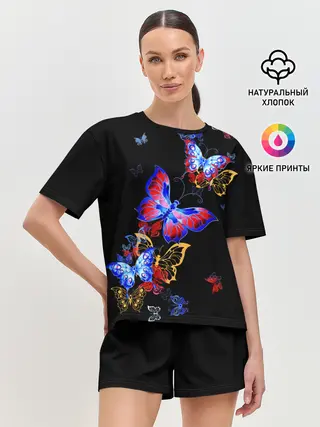 Женская пижама с шортами / Поцелуй бабочек
