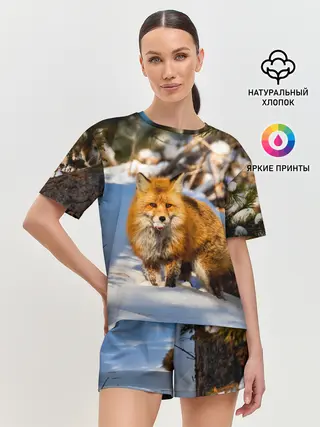 Женская пижама с шортами / Лиса в лесу