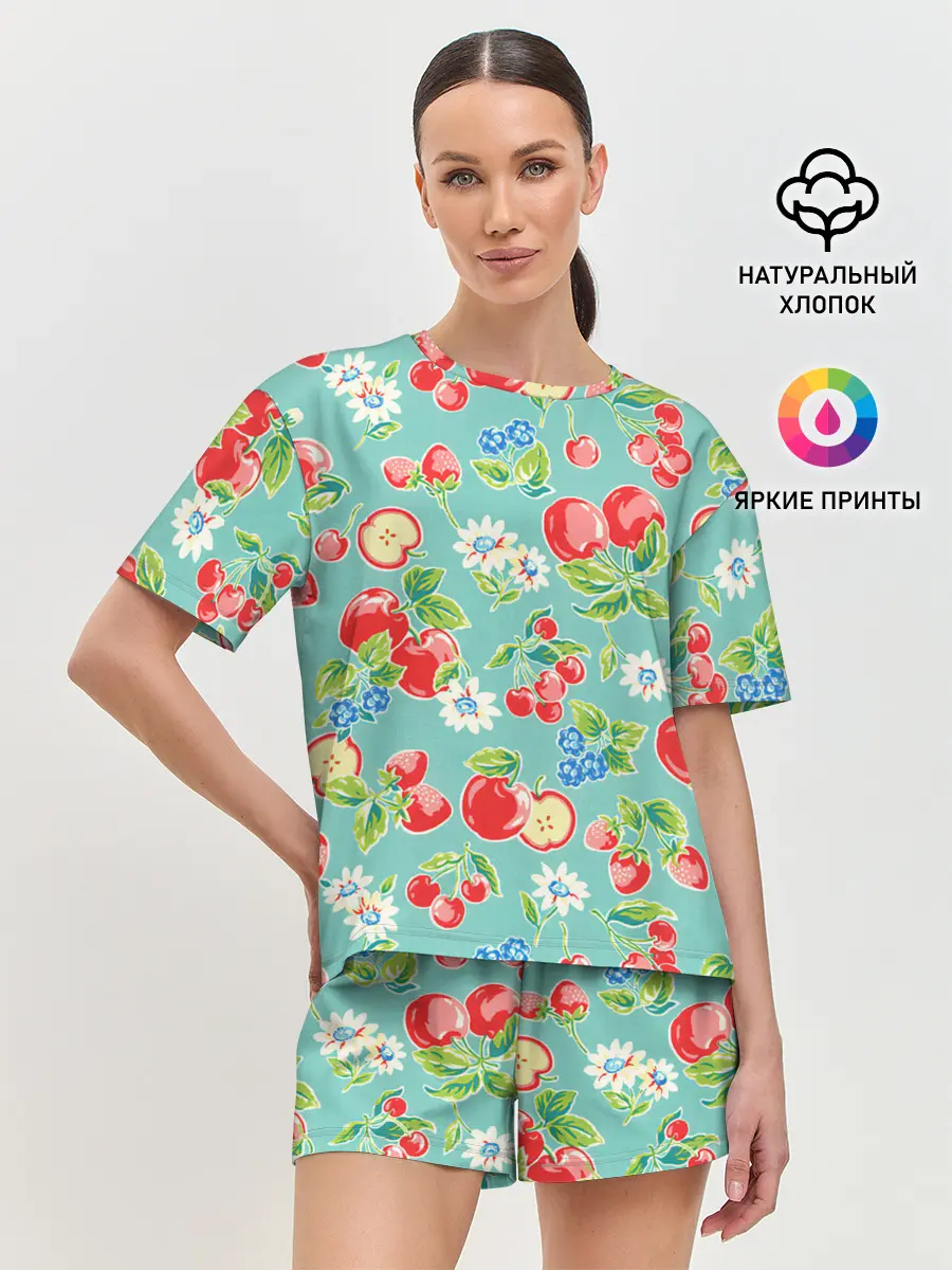 Женская пижама с шортами / Яркое лето