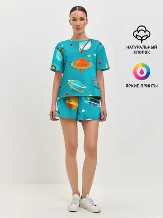 Женская пижама с шортами / Необычные планеты