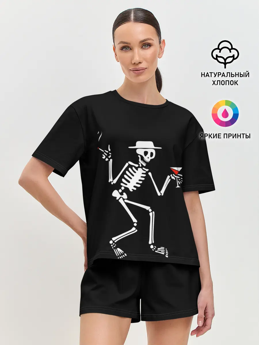 Женская пижама с шортами / Скелет