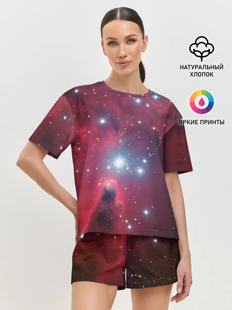 Женская пижама с шортами / космос