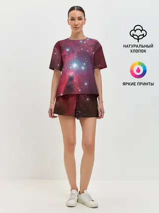 Женская пижама с шортами / космос