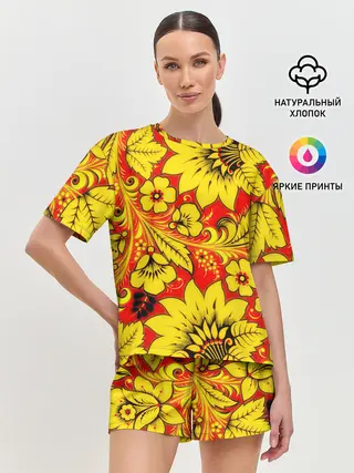 Женская пижама с шортами / Хохлома