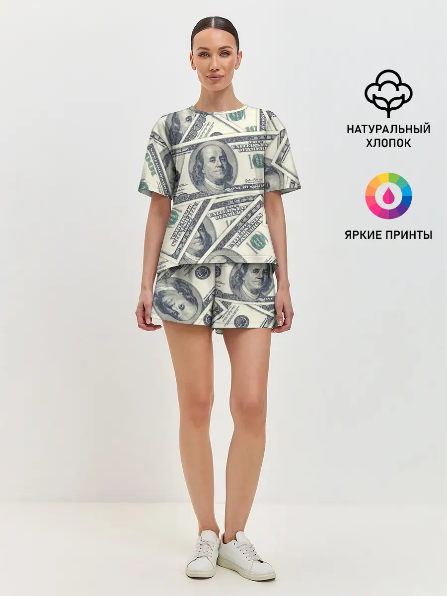 Женская пижама с шортами / Доллары