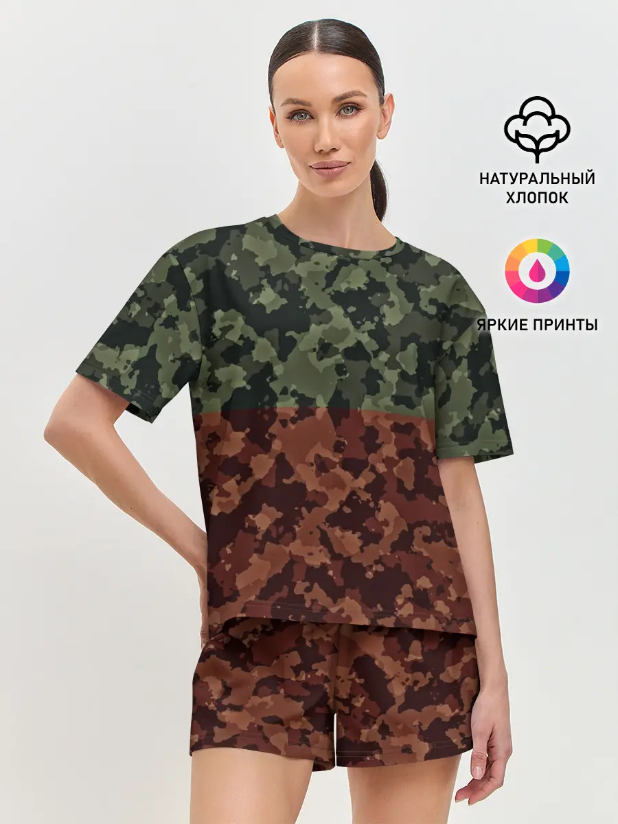 Женская пижама с шортами / Двойной камуфляж