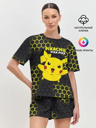 Женская пижама с шортами / Pikachu Pika Pika