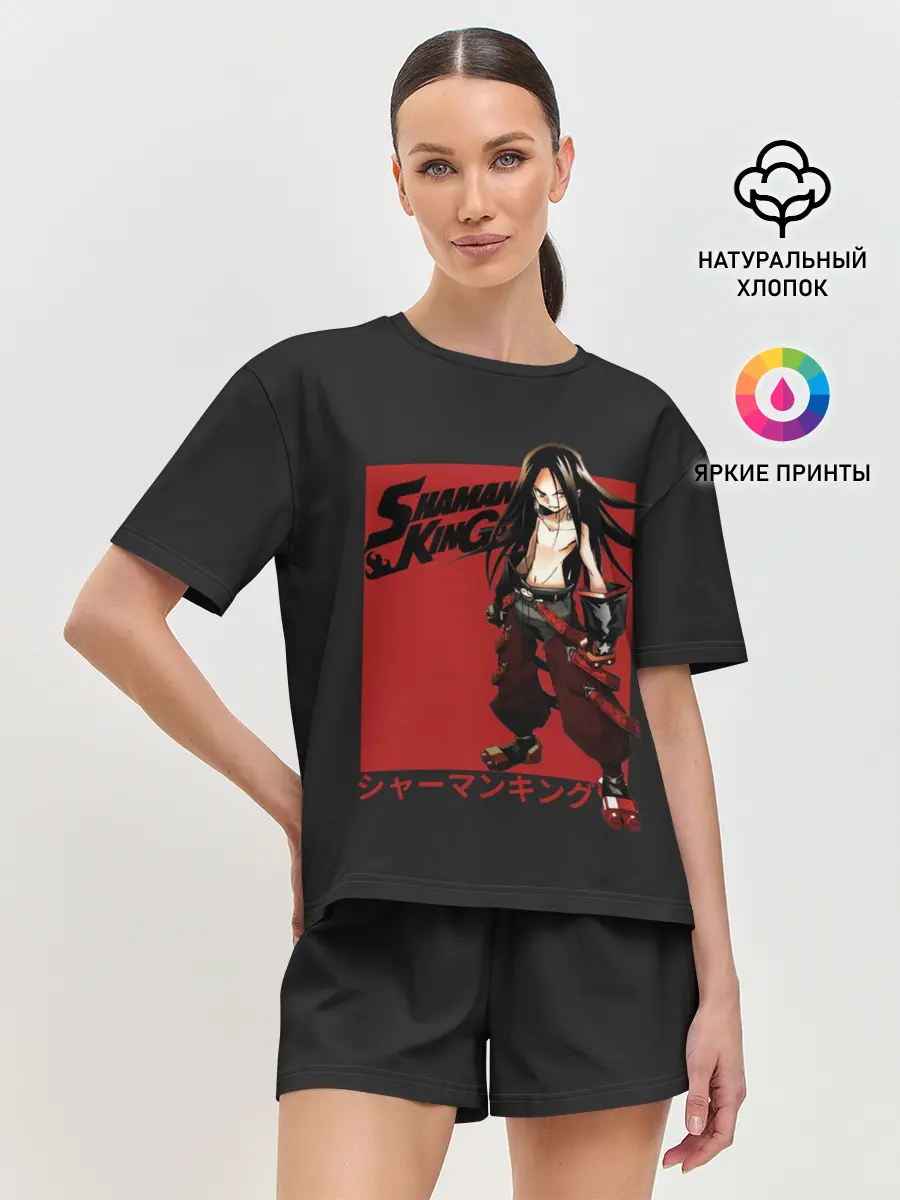 Женская пижама с шортами / Зик Асакура на черном фоне
