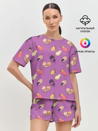 Женская пижама с шортами / Спящие мыши