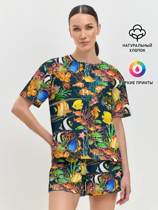 Женская пижама с шортами / Морской мир