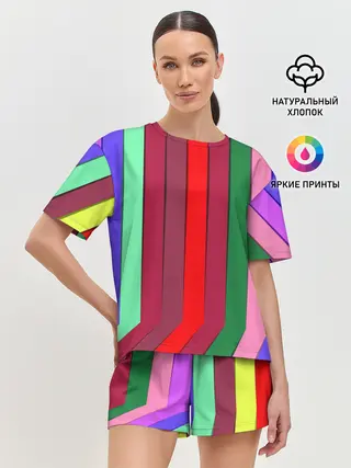 Женская пижама с шортами / радуга