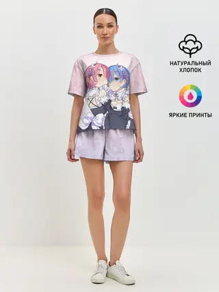 Женская пижама с шортами / Re:Zero, Рам и Рем