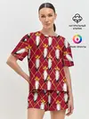 Женская пижама с шортами / Tassels red gold 3D space