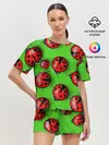 Женская пижама с шортами / Божьи коровки