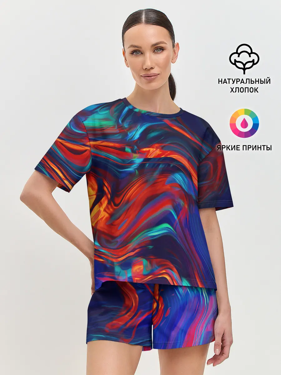 Женская пижама с шортами / Абстракция краски