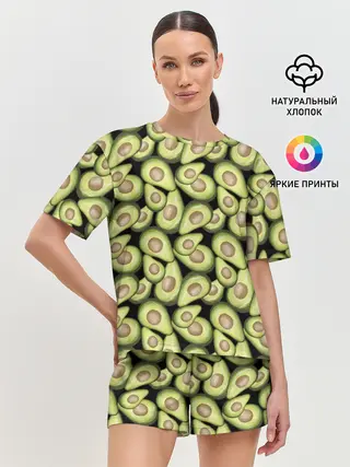 Женская пижама с шортами / Авокадо