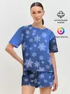 Женская пижама с шортами / Снежинки.