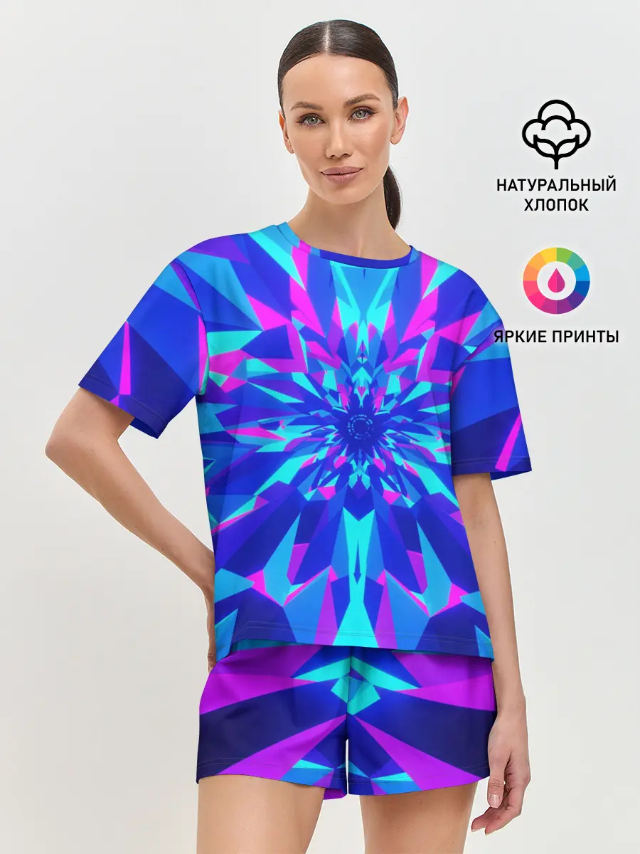 Женская пижама с шортами / Оптическая иллюзия